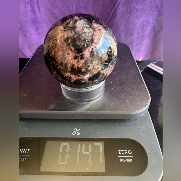 Polished Rhodonite Sphere (Brazil) - Picture 3 of 4